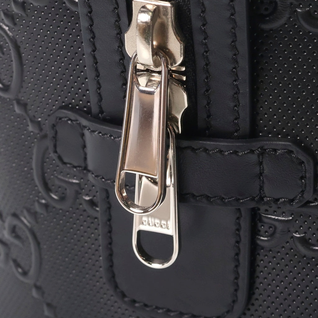 GUCCI(グッチ) GGエンボス レザー ハンド トートバッグ シルバー金具 ブラック 625774 レディース