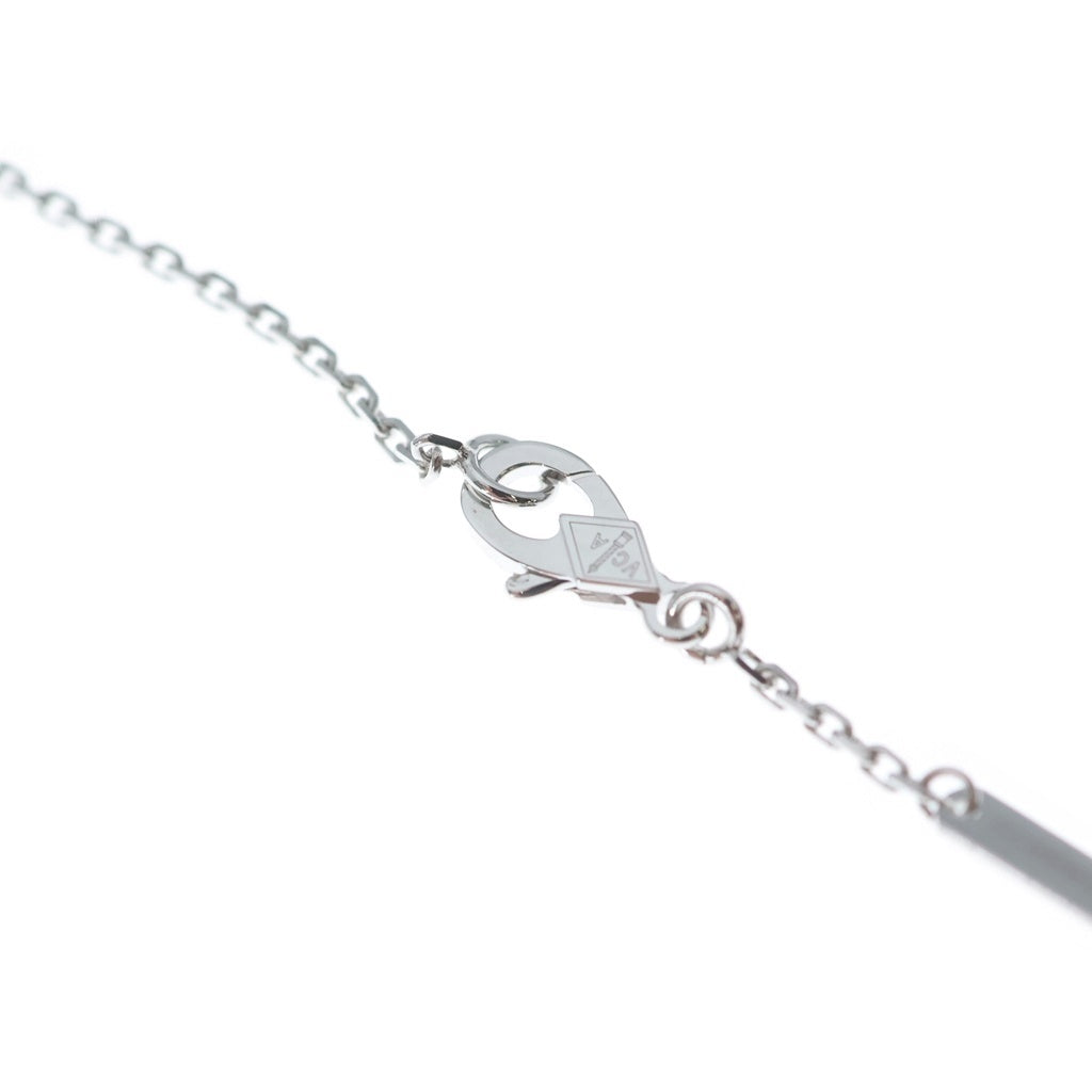 Van Cleef & Arpels(ヴァンクリーフアンドアーペル) ヴィンテージアルハンブラ カルセドニー ネックレス ペンダント チェーン ライトブルー×ホワイトゴールド Au750WG VCARD34900 レディース