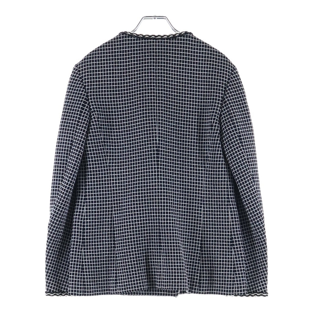 CHANEL(シャネル) ココマークボタン ラメツイード チェック総柄 ノーカラー ダブルブレスト ジャケット ブラック P78818V70743 レディース