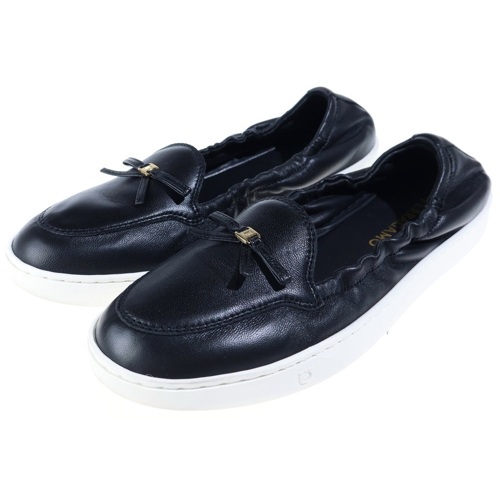 Salvatore Ferragamo(サルヴァトーレ フェラガモ) ミニ ヴァラリボン レザー ローカットシューズ スニーカー ブラック レディース