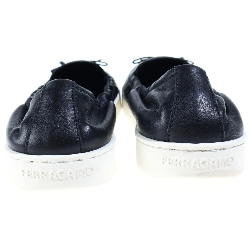 Salvatore Ferragamo(サルヴァトーレ フェラガモ) ミニ ヴァラリボン レザー ローカットシューズ スニーカー ブラック レディース