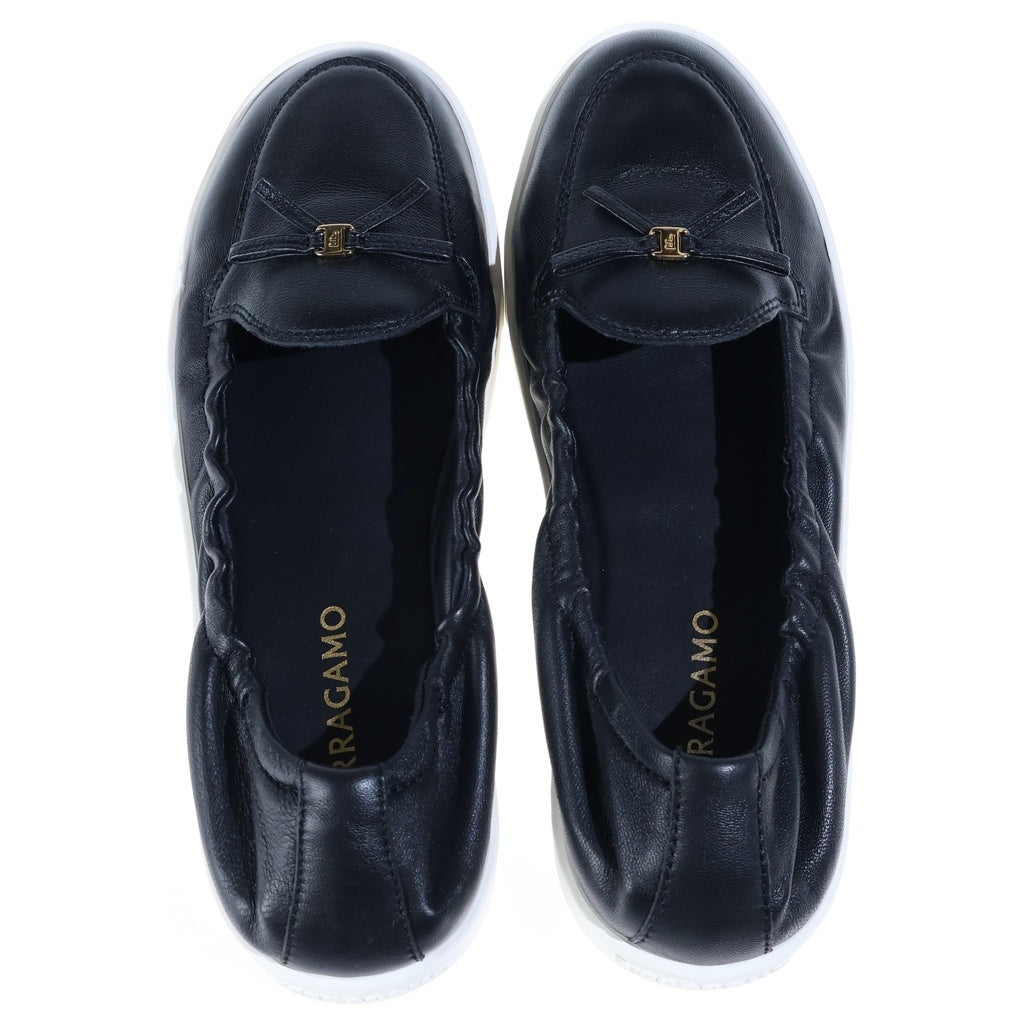 Salvatore Ferragamo(サルヴァトーレ フェラガモ) ミニ ヴァラリボン レザー ローカットシューズ スニーカー ブラック レディース