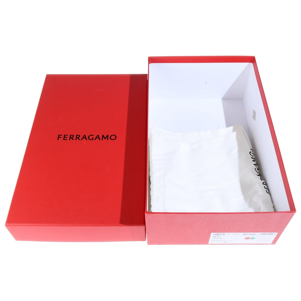 Salvatore Ferragamo(サルヴァトーレ フェラガモ) ミニ ヴァラリボン レザー ローカットシューズ スニーカー ブラック レディース