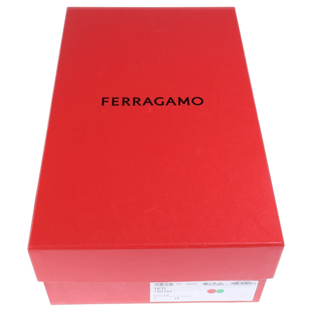 Salvatore Ferragamo(サルヴァトーレ フェラガモ) ミニ ヴァラリボン レザー ローカットシューズ スニーカー ブラック レディース