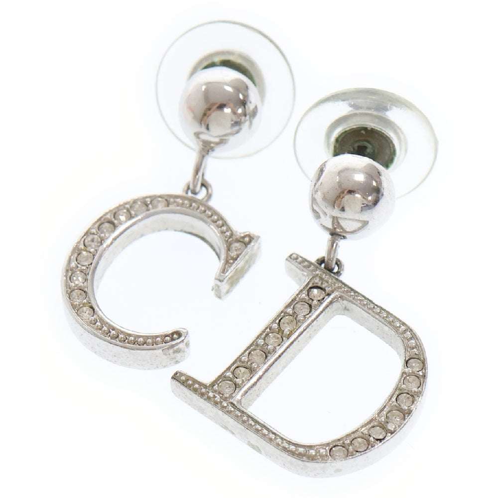 Christian Dior(クリスチャンディオール) CD ロゴ ラインストーン ピアス メタル シルバー アクセサリー