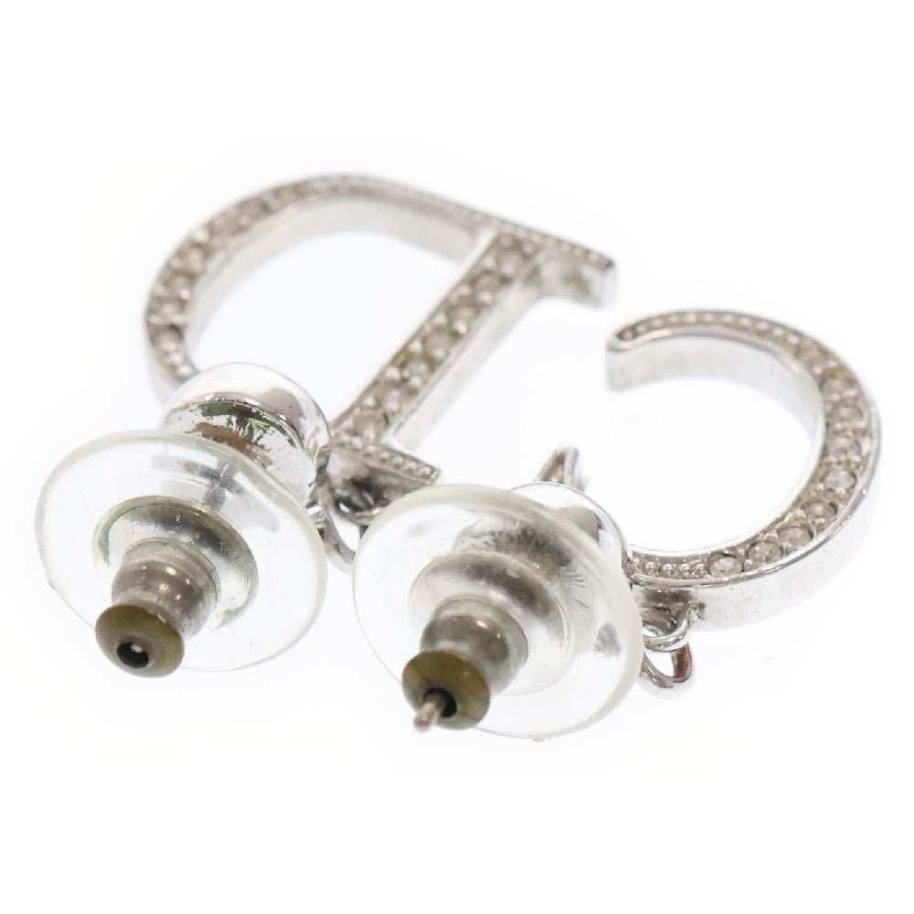 Christian Dior(クリスチャンディオール) CD ロゴ ラインストーン ピアス メタル シルバー アクセサリー