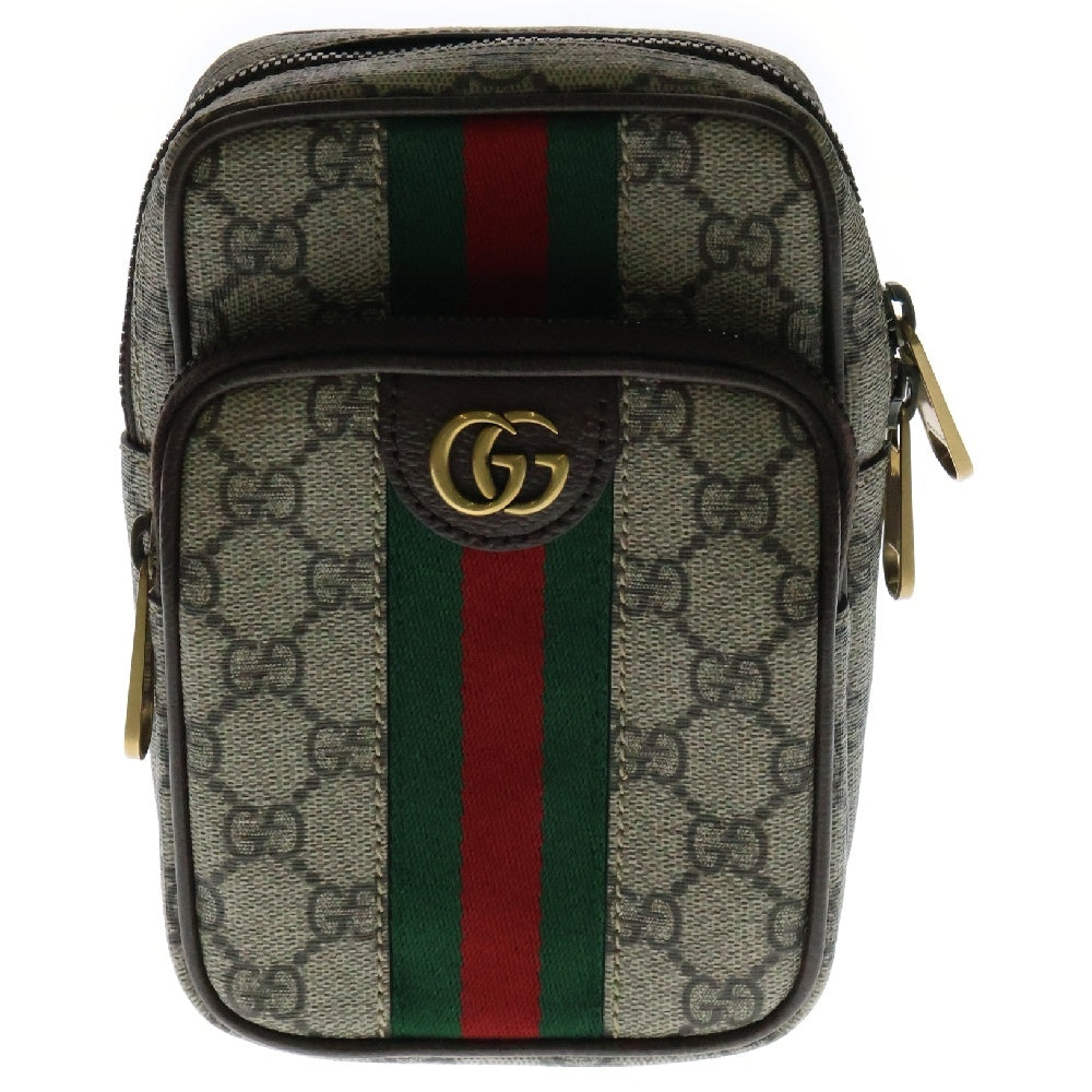 GUCCI(グッチ) GGスプリーム シェリーライン ショルダーバッグ ブラウン PVCレザー ポシェットバッグ 752565