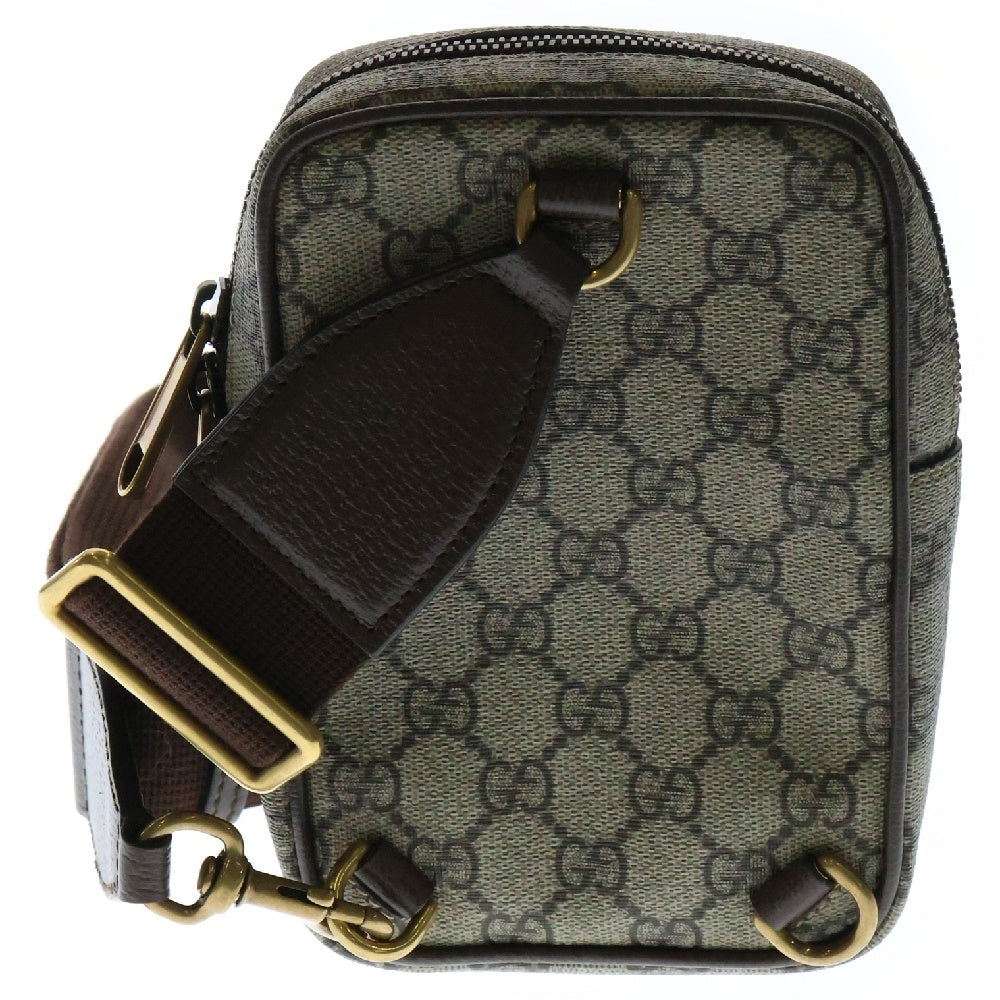 GUCCI(グッチ) GGスプリーム シェリーライン ショルダーバッグ ブラウン PVCレザー ポシェットバッグ 752565