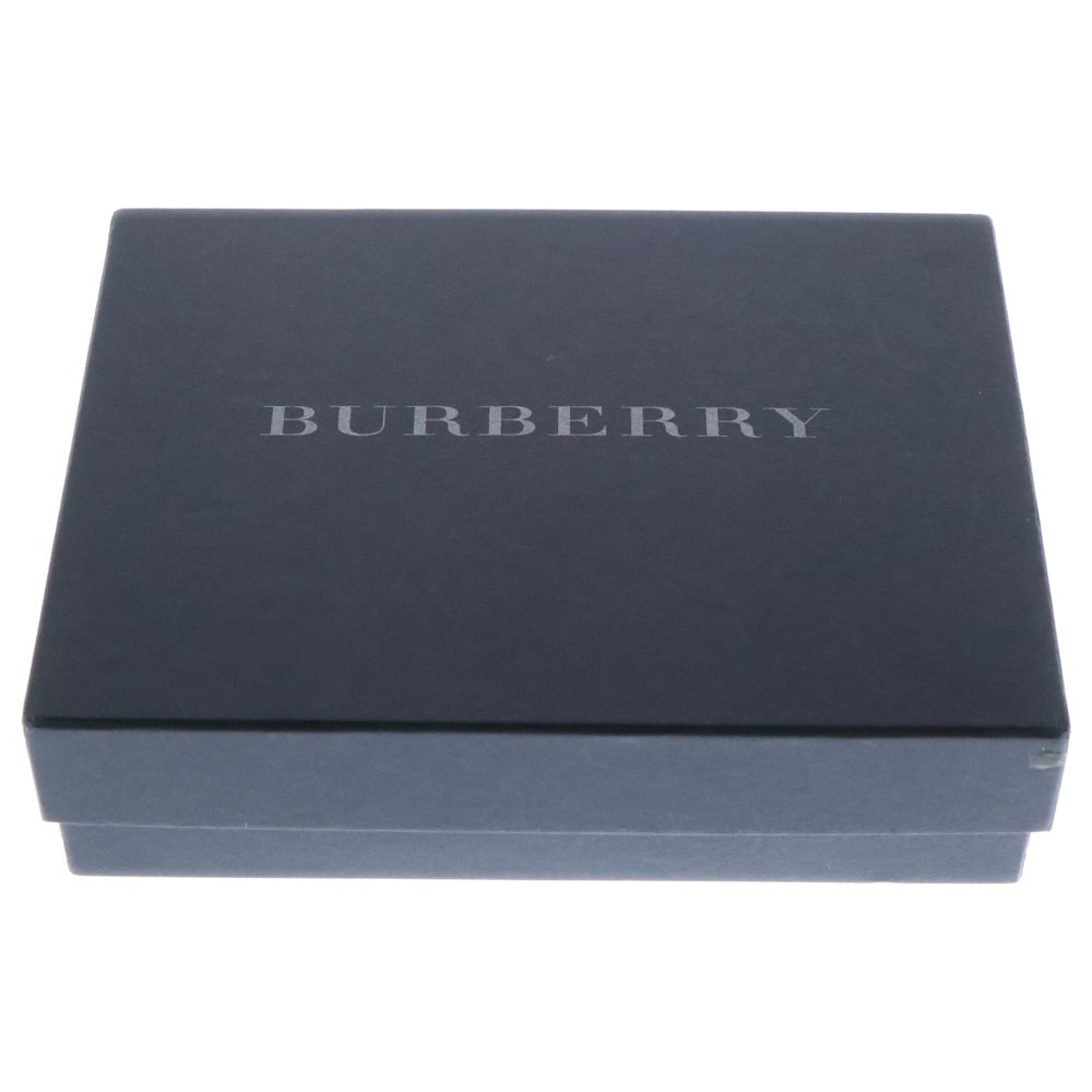 BURBERRY(バーバリー) がま口財布 三つ折り財布 コンパクトウォレット ブラック×ベージュ シルバー金具 レザー×ナイロン