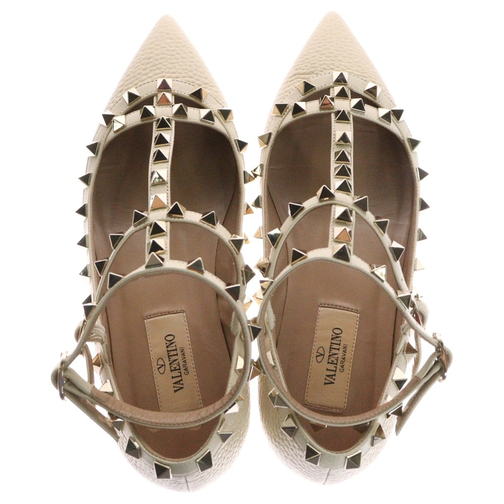 VALENTINO(ヴァレンティノ) ロックスタッズ パンプス ホワイト ゴールド金具 35