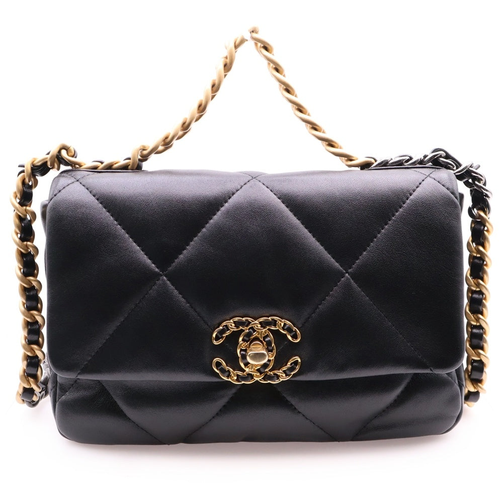 CHANEL(シャネル) ココマーク シャネル19 チェーンショルダーバッグ ハンドバッグ ブラック ゴールド金具 ラムスキン