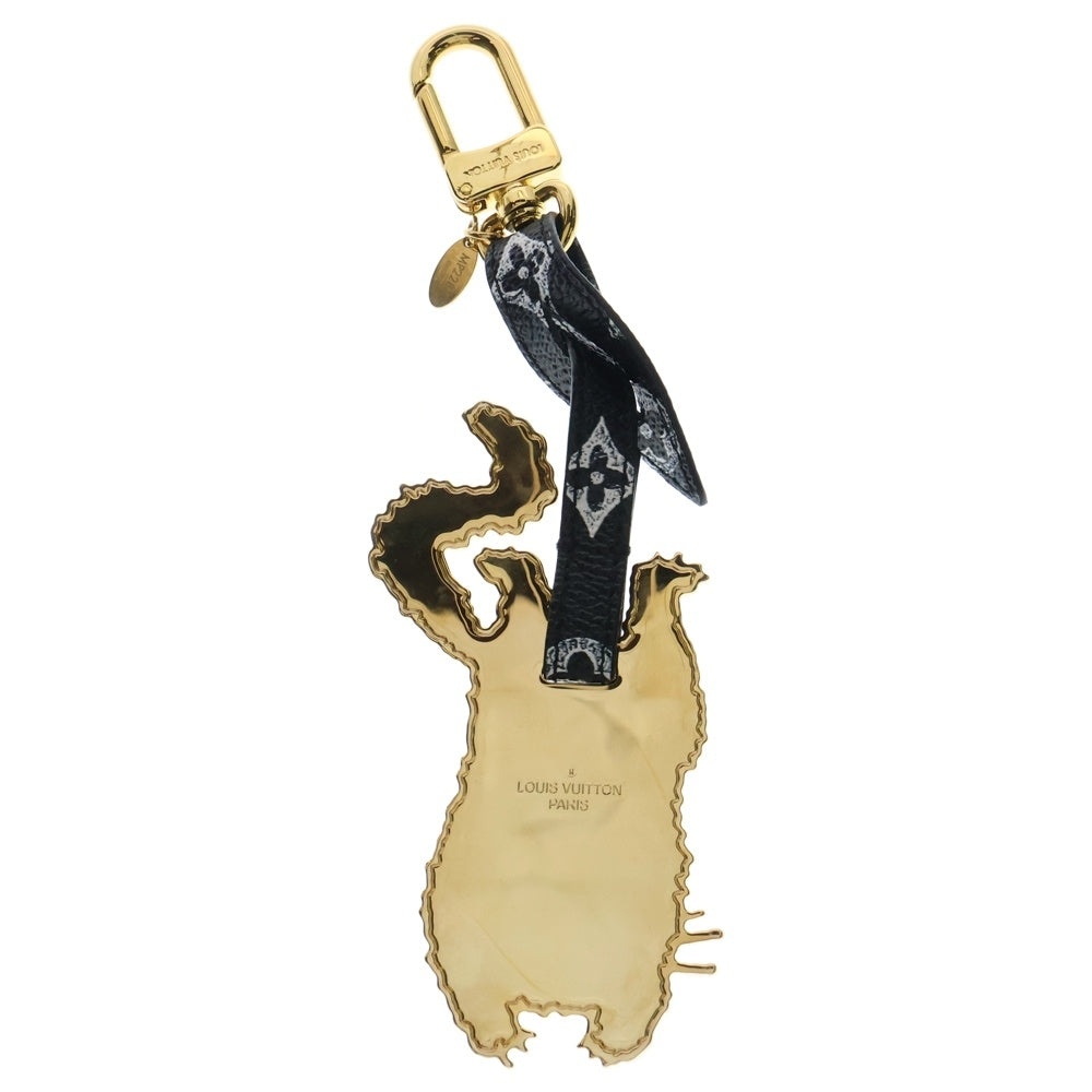 LOUIS VUITTON(ルイヴィトン) ビジューサック キャットグラム フライングキャット バッグチャーム ゴールド×ブラック レザー GP MP2284