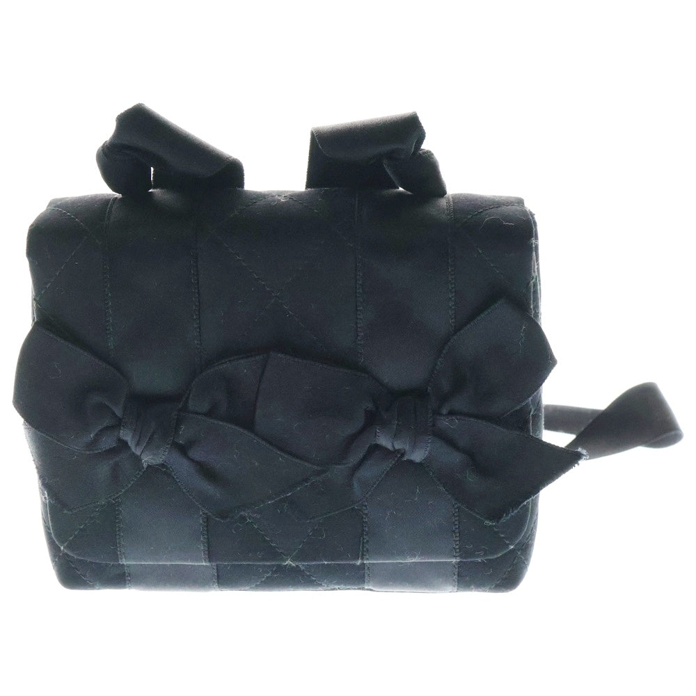 CHANEL(シャネル) リボン ミニ ショルダーバッグ 斜め掛けバッグ ポシェット ブラック サテン