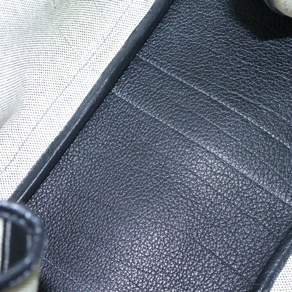 HERMES(エルメス) ガーデンパーティーGM レザー切替 キャンパスハンドバッグ ベージュ×ブラック レディース □P刻印