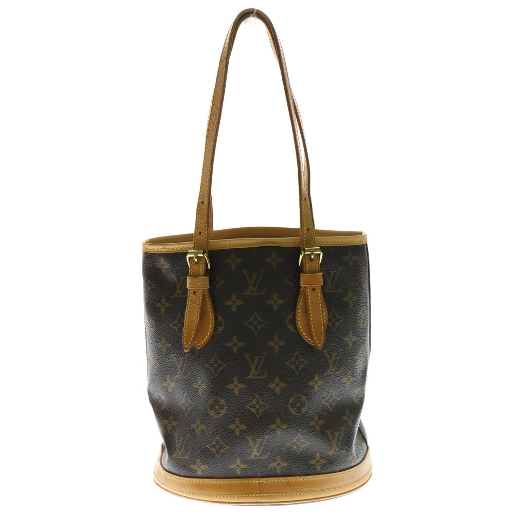 LOUIS VUITTON(ルイヴィトン) モノグラム プチバケットPM ハンドバッグ ミニバッグ ブラウン レザー×PVC ゴールド金具 M42238