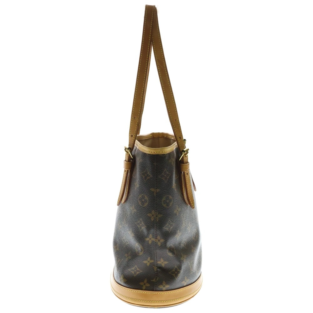LOUIS VUITTON(ルイヴィトン) モノグラム プチバケットPM ハンドバッグ ミニバッグ ブラウン レザー×PVC ゴールド金具 M42238