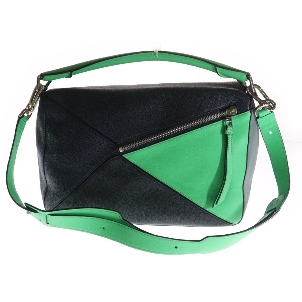 LOEWE(ロエベ) アナグラム パズルバッグ 2WAY レザーハンドバッグ ショルダーバッグ ブラック/グリーン/グレー