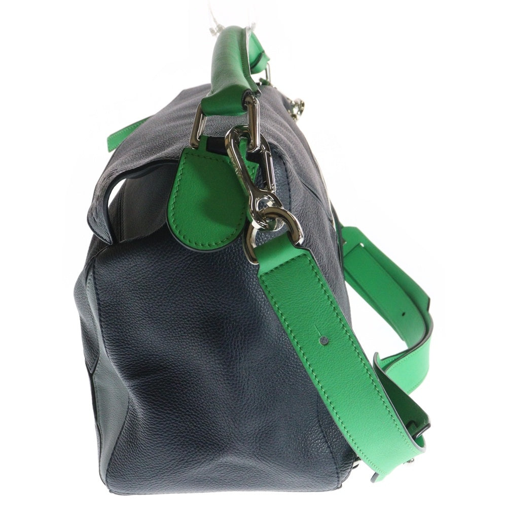 LOEWE(ロエベ) アナグラム パズルバッグ 2WAY レザーハンドバッグ ショルダーバッグ ブラック/グリーン/グレー