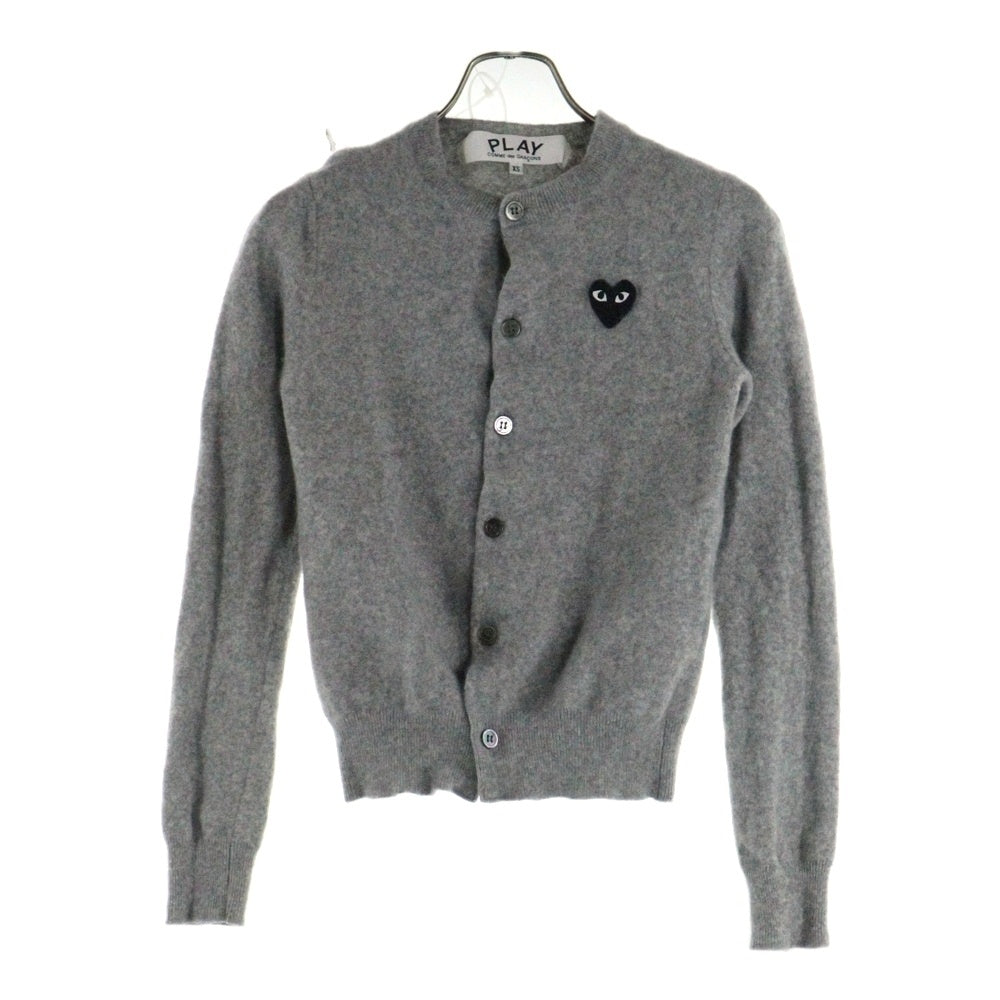 PLAY COMME des GARCONS(プレイコムデギャルソン) ロゴラウンドネックニット カーディガン グレー×ブラック XS AX-N023
