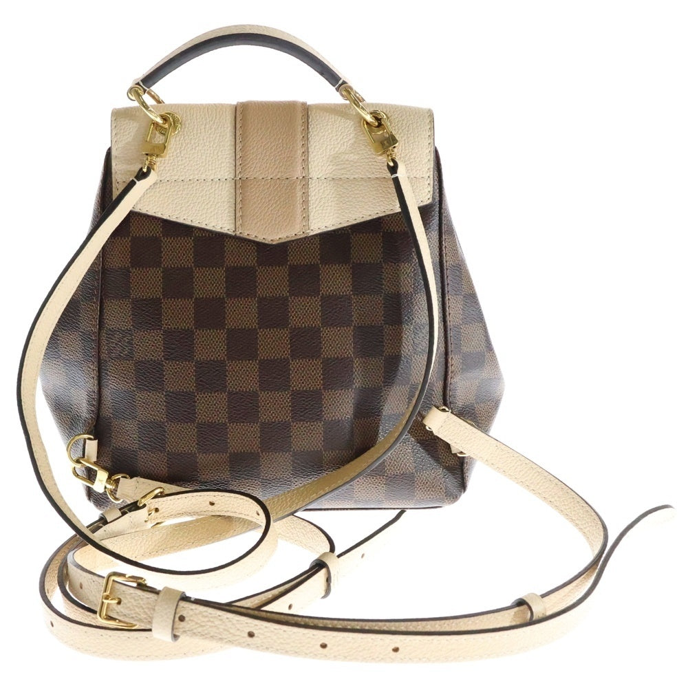 LOUIS VUITTON(ルイヴィトン) クラプトン ダミエ エベヌ クレーム PVC レザー バックパック リュックサック ゴールド金具 ブラウン/ベージュ N42259