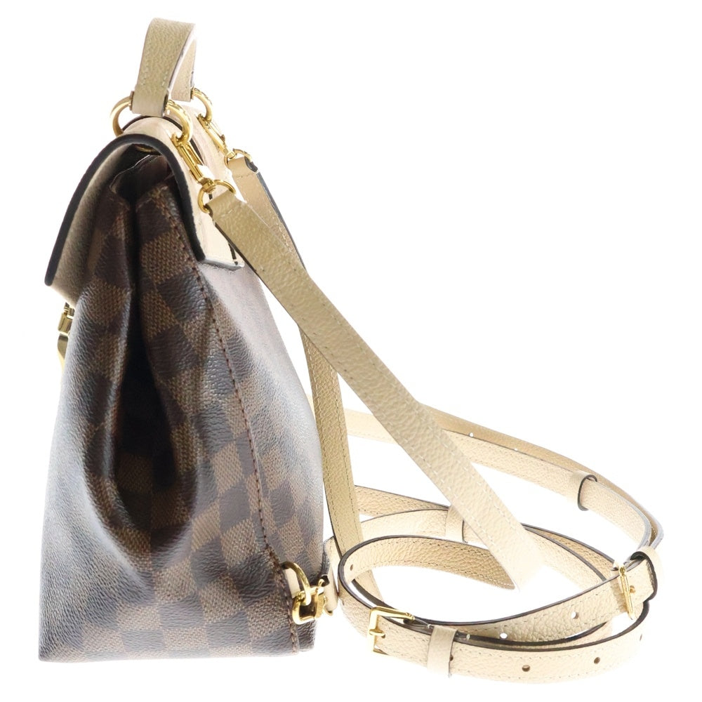 LOUIS VUITTON(ルイヴィトン) クラプトン ダミエ エベヌ クレーム PVC レザー バックパック リュックサック ゴールド金具 ブラウン/ベージュ N42259