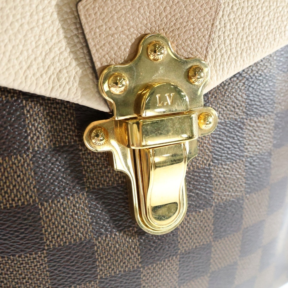 LOUIS VUITTON(ルイヴィトン) クラプトン ダミエ エベヌ クレーム PVC レザー バックパック リュックサック ゴールド金具 ブラウン/ベージュ N42259