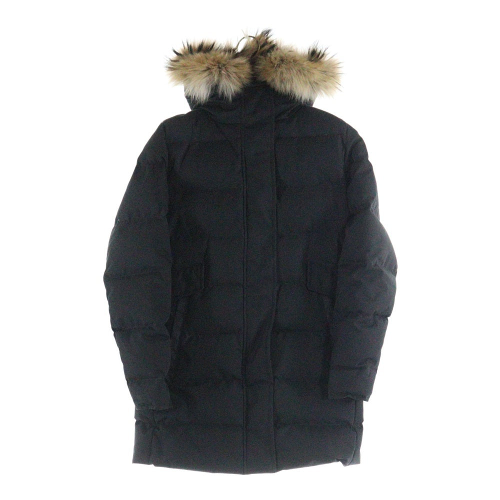 PYRENEX(ピレネックス) GRENOBLE グルノーブル ラクーンファー フーデッド ジップアップ ダウン ロング ジャケット コート ブラック レディース HWO053