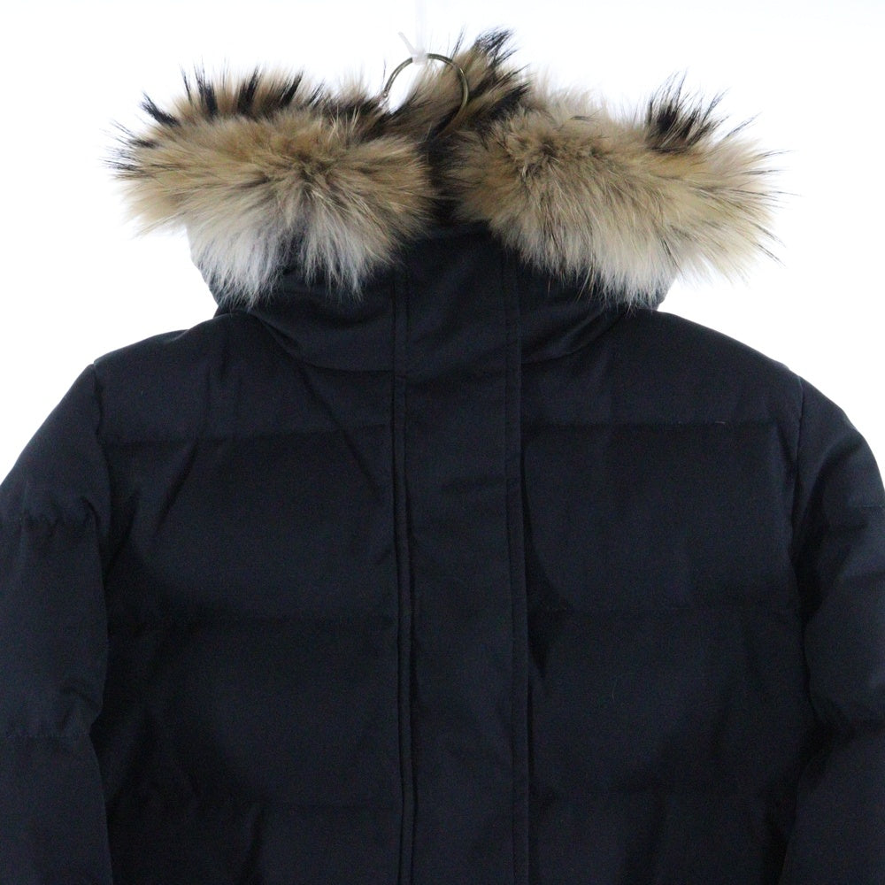 PYRENEX(ピレネックス) GRENOBLE グルノーブル ラクーンファー フーデッド ジップアップ ダウン ロング ジャケット コート ブラック レディース HWO053