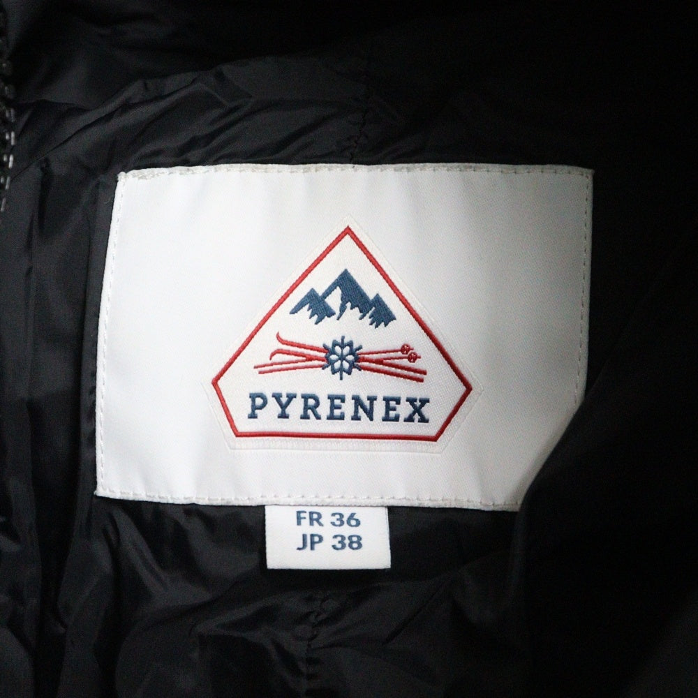 PYRENEX(ピレネックス) GRENOBLE グルノーブル ラクーンファー フーデッド ジップアップ ダウン ロング ジャケット コート ブラック レディース HWO053