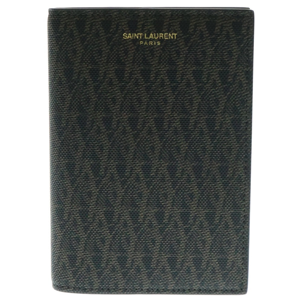 SAINT LAURENT PARIS(サンローランパリ) パスポートケース パスポートカバー ブラック×ブラウン PVC