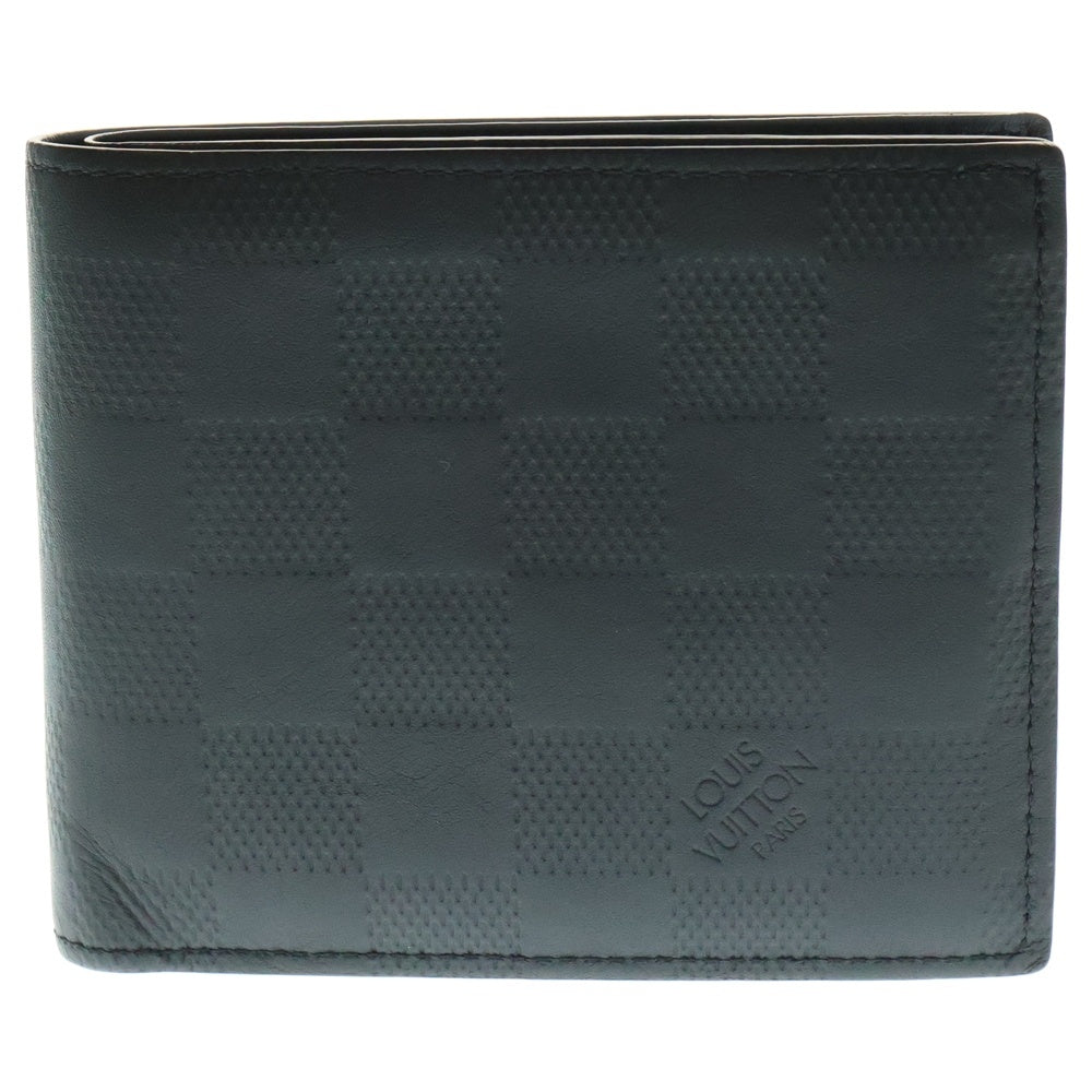 LOUIS VUITTON(ルイヴィトン) ダミエアンフィニ ポルトフォイユ・マルコ NM 二つ折り財布 コンパクトウォレット コインケース ブラック レザー N63334