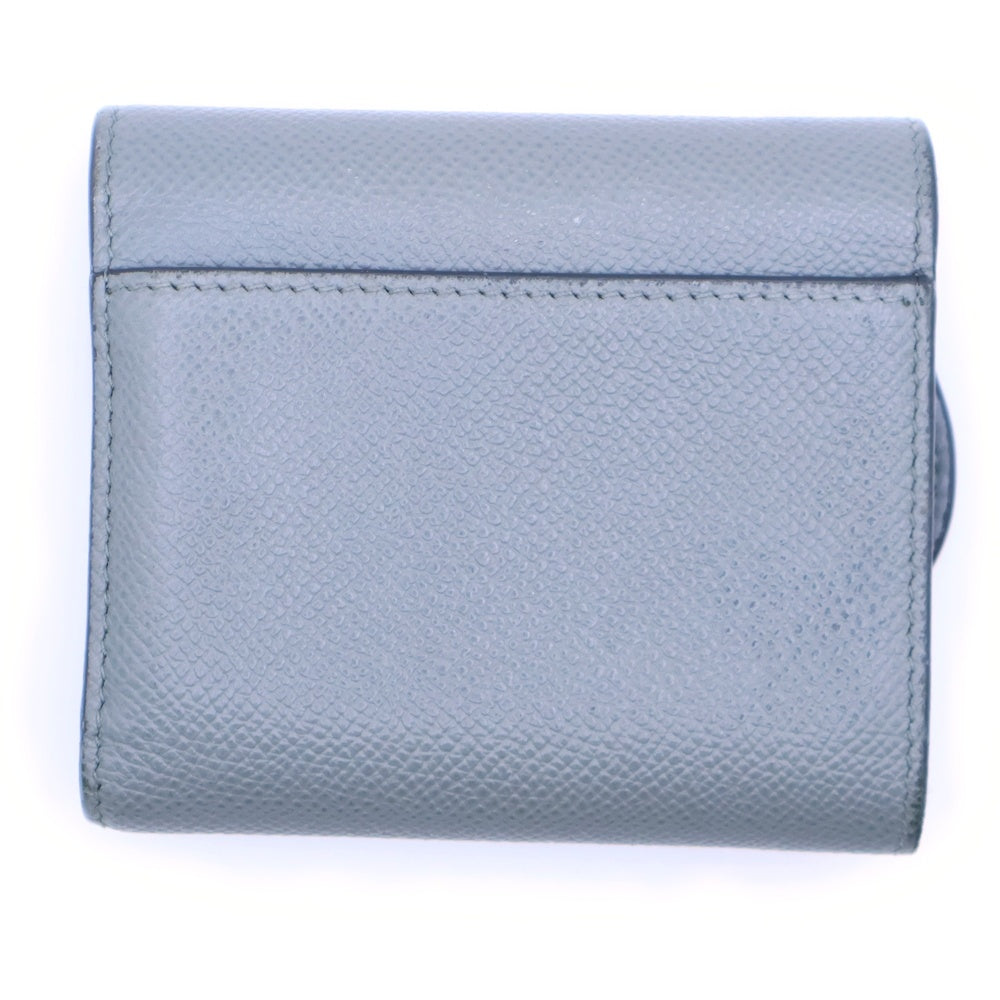 Christian Dior(クリスチャンディオール) サドル コンパクトウォレット コインケース 3つ折り財布 グレー レザー ゴールド金具