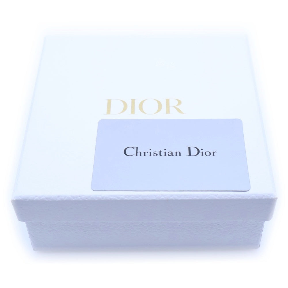 Christian Dior(クリスチャンディオール) サドル コンパクトウォレット コインケース 3つ折り財布 グレー レザー ゴールド金具