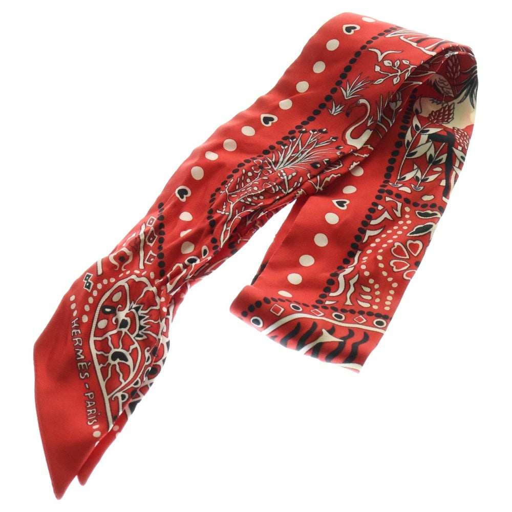 HERMES(エルメス) ツイリー Entre Ciel et mer Bandana 空と海の間 レッド スカーフ シルク