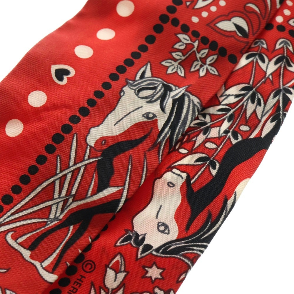 HERMES(エルメス) ツイリー Entre Ciel et mer Bandana 空と海の間 レッド スカーフ シルク