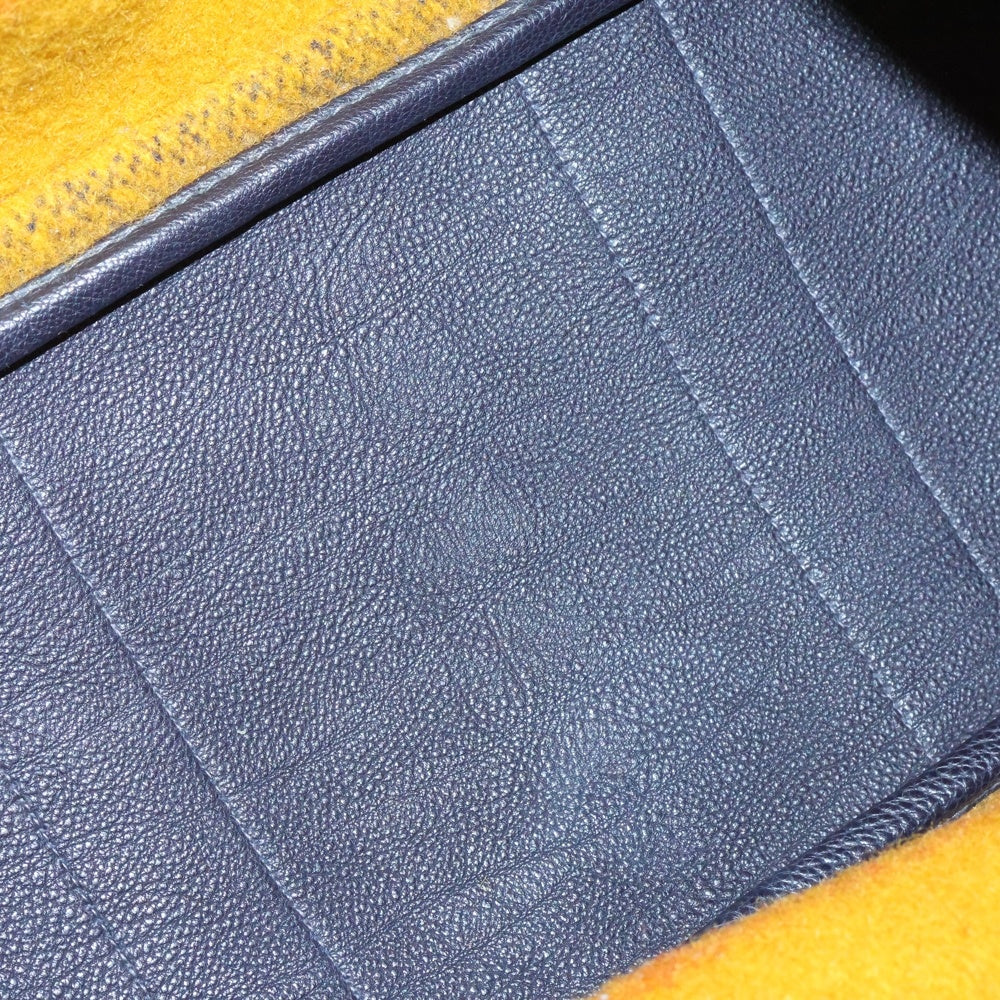 HERMES(エルメス) ガーデンパーティPM ロカバール ボーダー柄 ウール レザー ハンド トートバッグ マルチカラー ネイビー/オレンジ