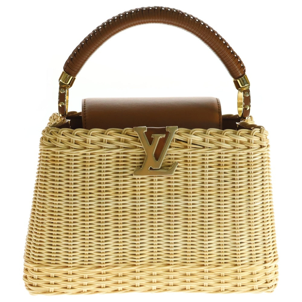 LOUIS VUITTON(ルイヴィトン) カプシーヌBB ラタン 2WAYバッグ ハンドバッグ ショルダーバッグ カゴバッグ ベージュ×ブラウン レザー ゴールド金具 M22173