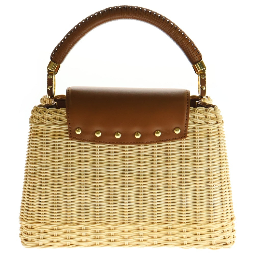 LOUIS VUITTON(ルイヴィトン) カプシーヌBB ラタン 2WAYバッグ ハンドバッグ ショルダーバッグ カゴバッグ ベージュ×ブラウン レザー ゴールド金具 M22173