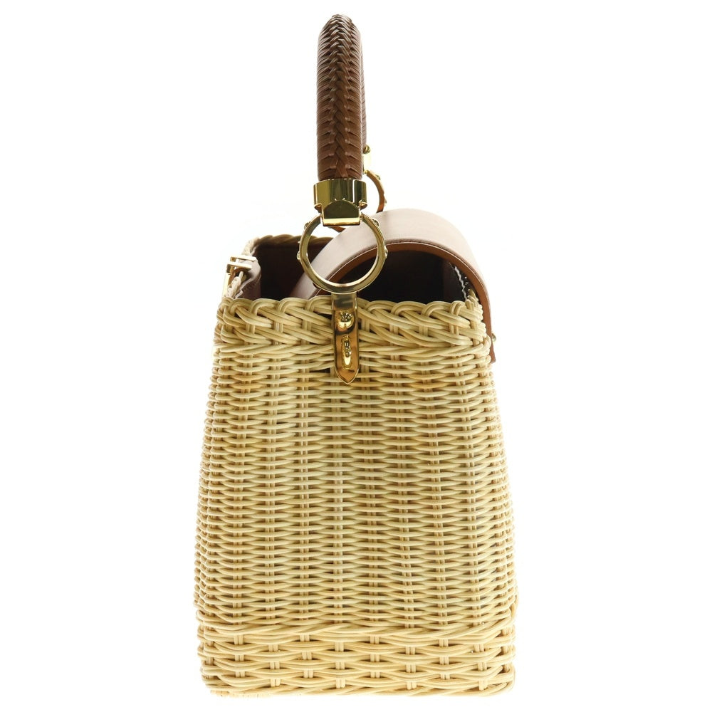 LOUIS VUITTON(ルイヴィトン) カプシーヌBB ラタン 2WAYバッグ ハンドバッグ ショルダーバッグ カゴバッグ ベージュ×ブラウン レザー ゴールド金具 M22173
