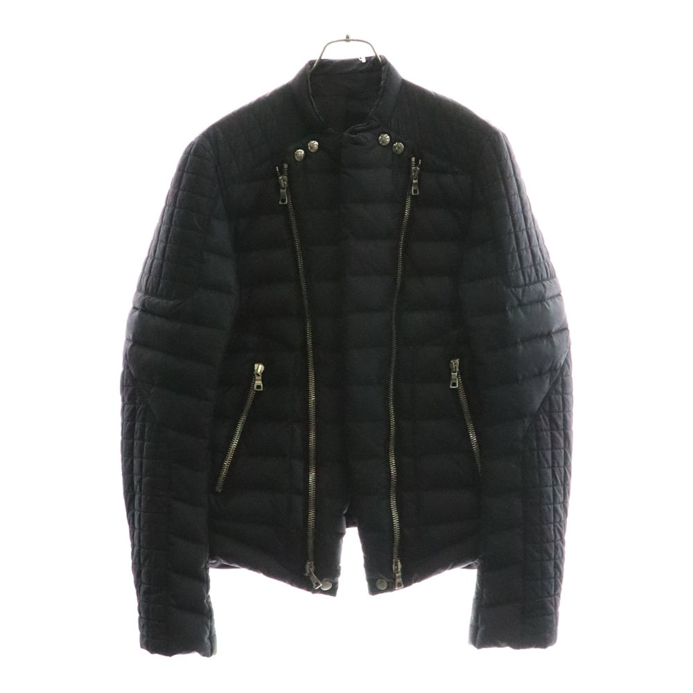 BALMAIN(バルマン) キルティング ノーカラー ジップデザイン バイカー ダウンジャケット ブラック