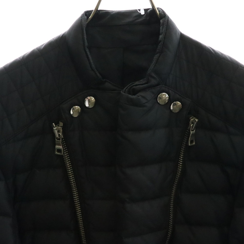 BALMAIN(バルマン) キルティング ノーカラー ジップデザイン バイカー ダウンジャケット ブラック