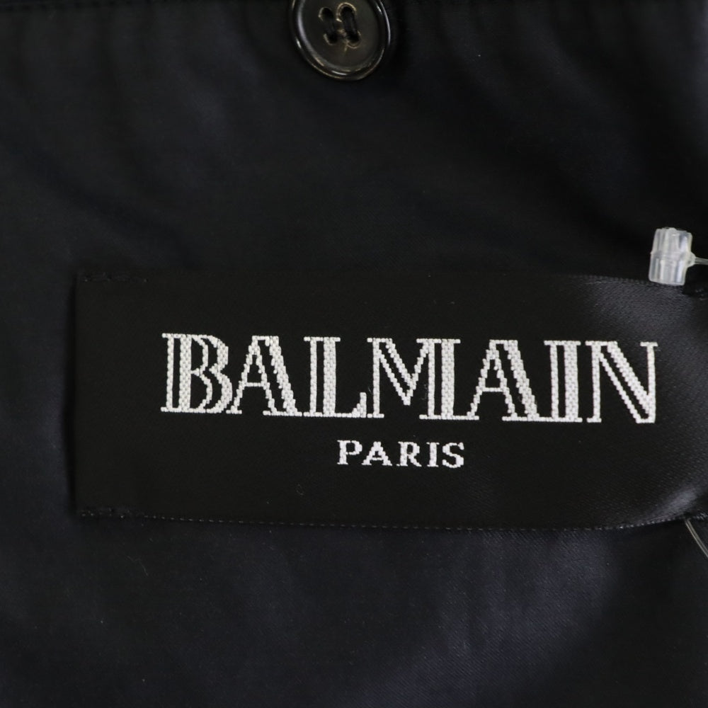 BALMAIN(バルマン) キルティング ノーカラー ジップデザイン バイカー ダウンジャケット ブラック