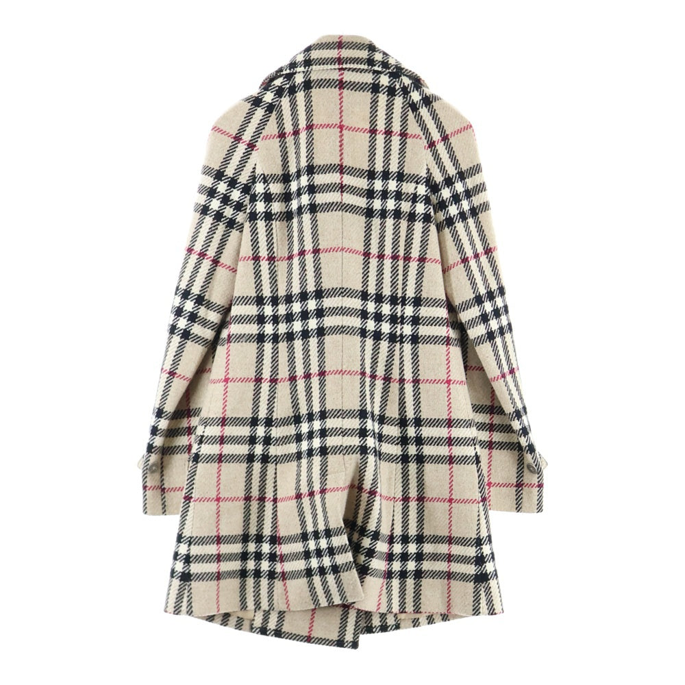 BURBERRY(バーバリー) ノバチェック総柄 ウールツイード ダブルブレスト ラグランスリーブ コート ベージュ