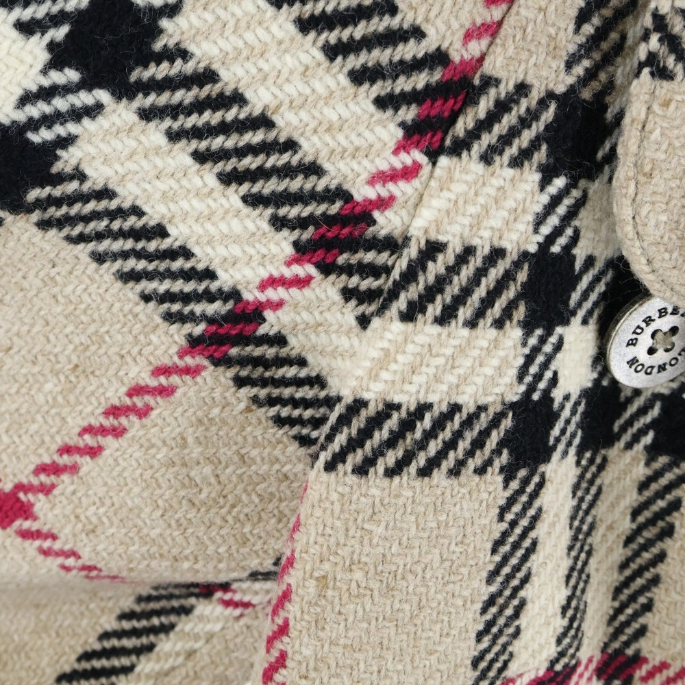 BURBERRY(バーバリー) ノバチェック総柄 ウールツイード ダブルブレスト ラグランスリーブ コート ベージュ