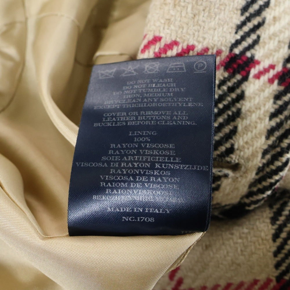 BURBERRY(バーバリー) ノバチェック総柄 ウールツイード ダブルブレスト ラグランスリーブ コート ベージュ
