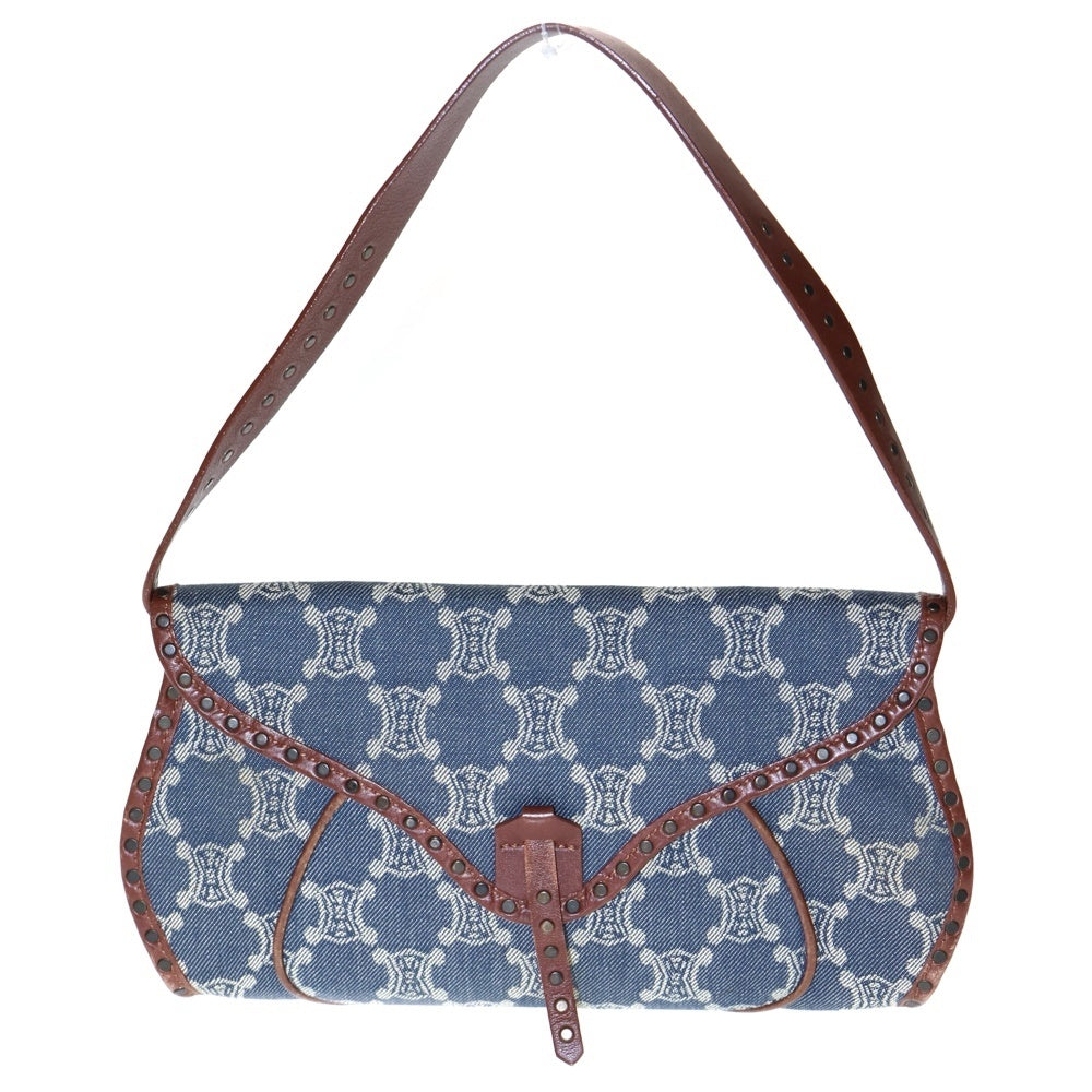 CELINE(セリーヌ) パリマカダム ハンドバッグ ワンショルダーバッグ インディゴブルー×ブラウン デニム×レザー