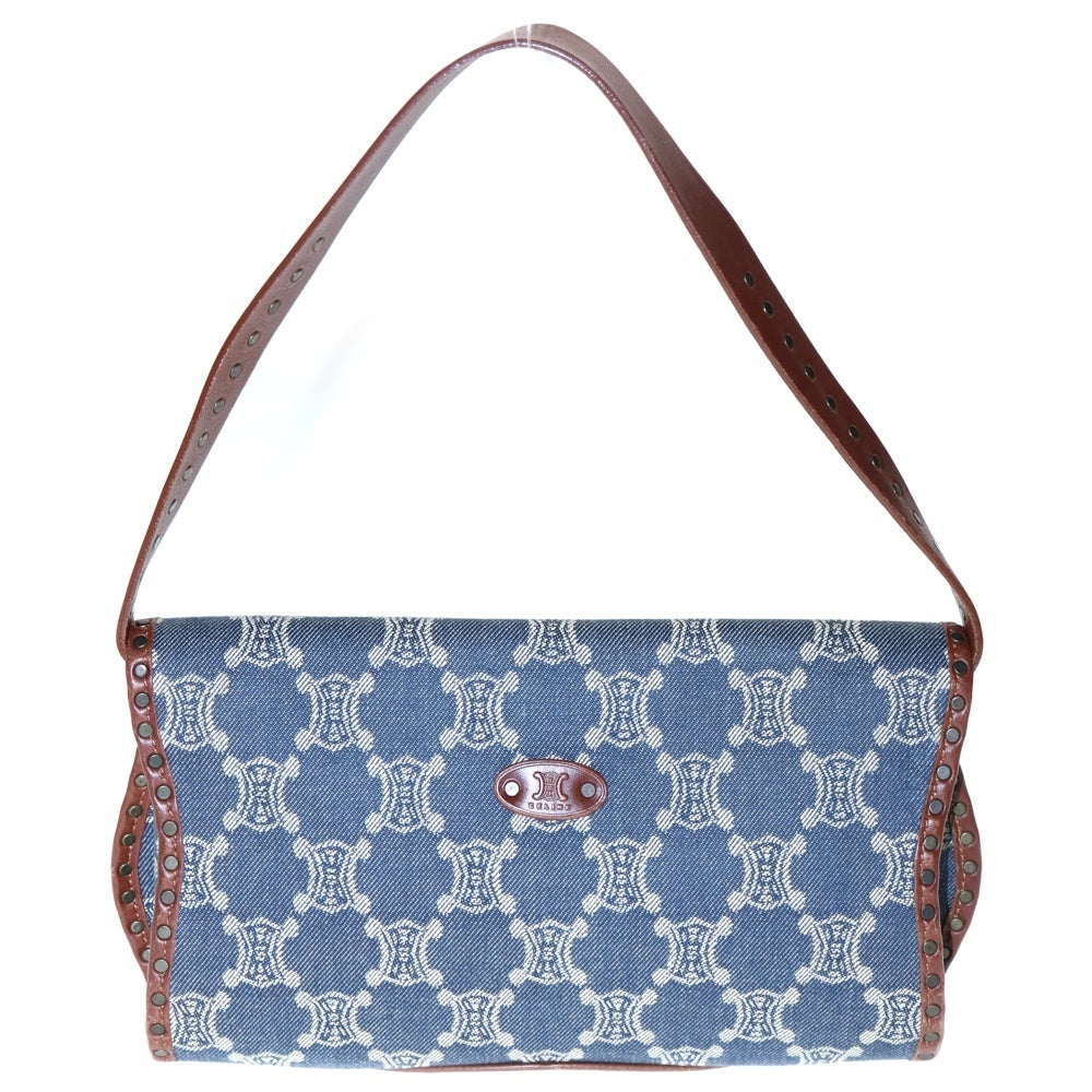 CELINE(セリーヌ) パリマカダム ハンドバッグ ワンショルダーバッグ インディゴブルー×ブラウン デニム×レザー