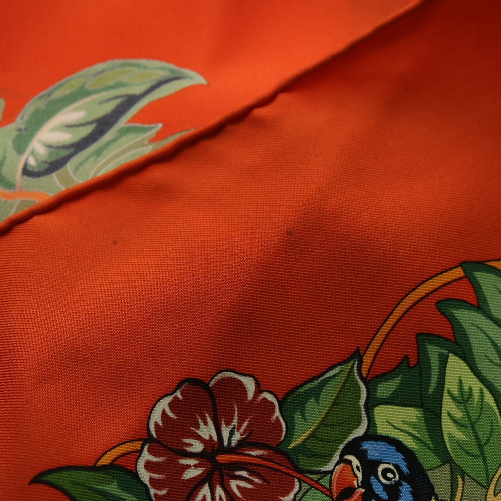 HERMES(エルメス) カレ90 JUNGLE LOVE HERMES ジャングル ラブ スカーフ オレンジ シルク