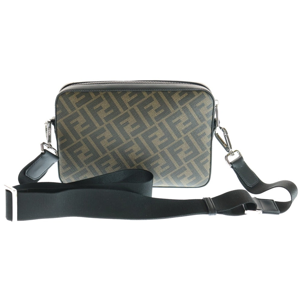 FENDI(フェンディ) ズッカ ダイアゴナル カメラケース ショルダーバッグ ブラック×レッド レザー 7M0286