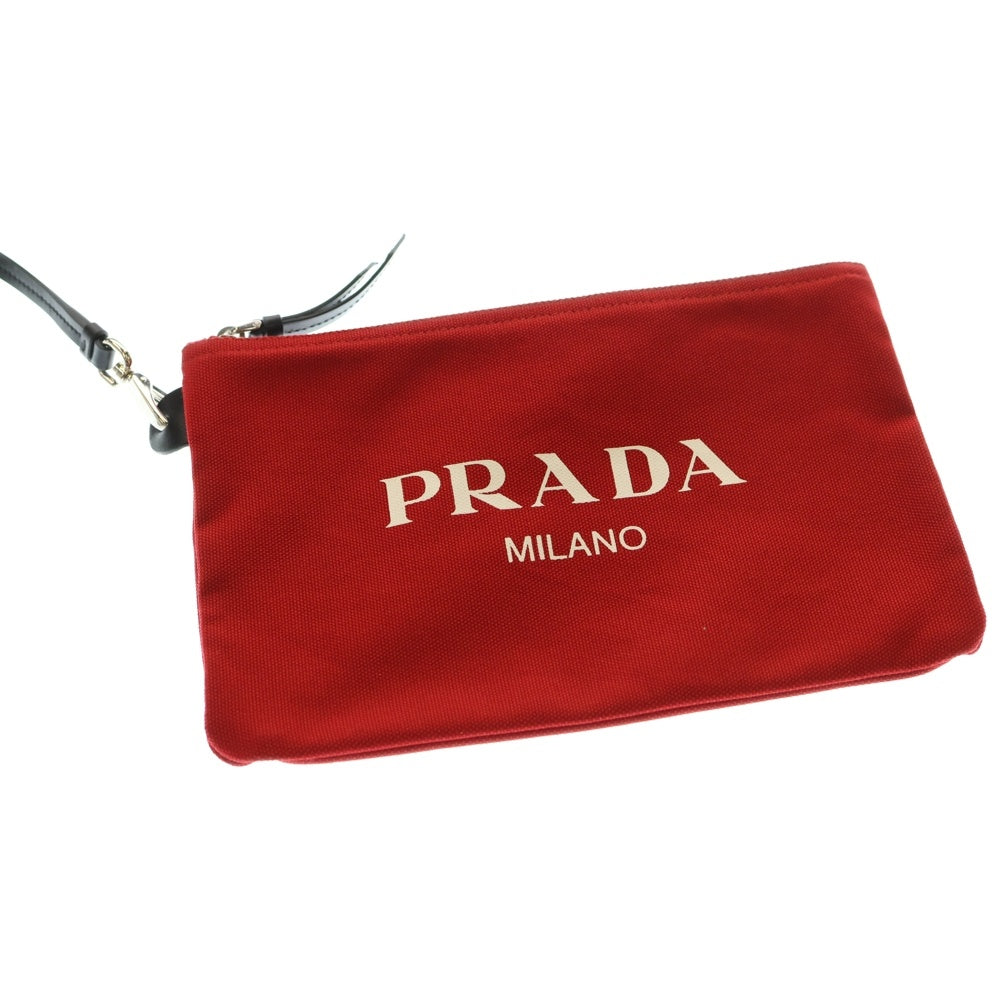 PRADA(プラダ) カナパ ロゴプリント トートバッグ ブラック×ホワイト キャンバス 1BG220